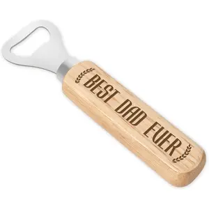 Cool Dad Christmas Gifts Best Dad Ever Gift Stainless Steel Beer Opener with Wooden Handle Party Accessories Unique Fathers Day Birthday Valentines Day Gifts for Father In Law Stepdad Men
