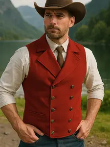 Men's Double - Breasted Shawl Collar Sleeveless Vest, Blending Formal & Casual for Versatile Outfits