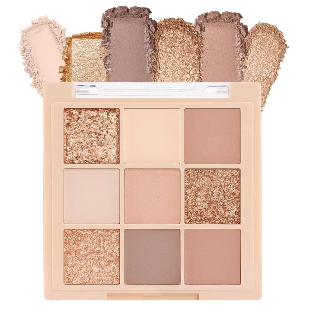 Eyeshadow Palette, 9 Highly Pigmented Multicolor Nude Shades with Matte, Metallic & Shimmer Finishes - Long-Lasting, Waterproof & Cruelty-Free Makeup, Ideal Wedding Gift for Girls