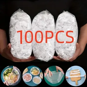 100pcs Clear Stretchable Plastic Food Wrap - Thickened and Durable, Pest-Proof Seal, Suitable for Bowls,ates, Containers, Refrigerators, and Storage Cabinets, Individually Packaged (Large Pack Value Pack) - Plastic Food Wrap