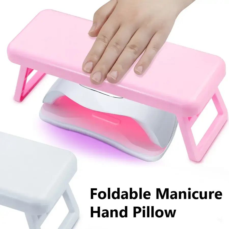 Foldable Nail Art Hand Cushion Pillow UV Lamp Compatible Ideal for Nail Techs & Home Use
