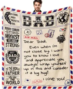 Letter to Father 60"x80" size flannel blanket Father's Day birthday gift Gift for Father Father's Day gift Blanket