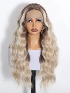 24 Inch Long Wavy Lace Front Wigs for Women, Natural Fluffy Wigs without Bangs, Heat Resistant Synthetic Wigs for Party, Daily Hairstyle Ideas, Natural Looking Wig
