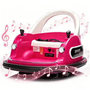 Bumper Car for Kids, 12V Kids Ride On Toy with Parent Remote Control, Baby Electric Bumping Car w/ 360 Degree Spin, LED Lights, Rose Pink