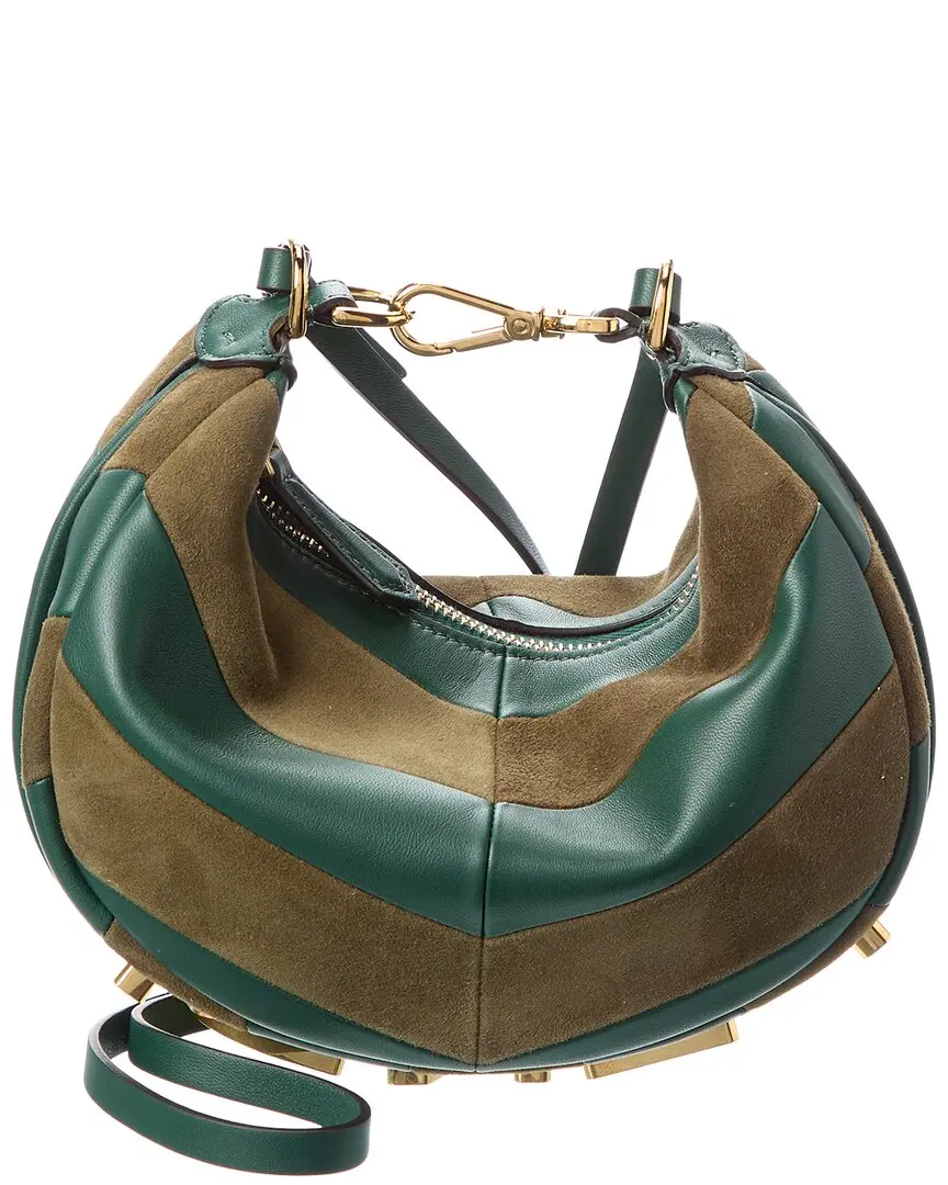 FENDI Fendigraphy Mini Leather & Suede Hobo Bag