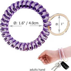 6 PCS Spiral Bracelet Wrist Keychain Set – Elastic Coil Wristband Key Ring, Flexible Plastic Spring Wrist Keychains for Pool, Sauna, Sports, ID & Keys