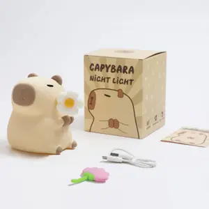 Adorable Capybara Night Light Lamp-Soft Silicone,Rechargeable, Perfect Bedroom Decor & Gift for Kids/Adults