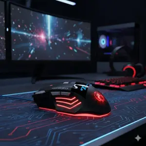 Professional Ergonomic Wired Gaming Mouse for Esports - 5500DPI Adjustable RGB Lighting, 7 Macro Programmable Buttons, Sweatproof Anti-Slip Palm Rest Reduces Wrist Fatigue, Durable Portable PC Laptop Compatible Gaming Gear