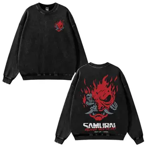 Samurai Reunion Tour Shirt 2 sided Classic Samurai Band Shirt Cyberpunk Samurai Washed T-Shirt Sweatshirt Hoodie