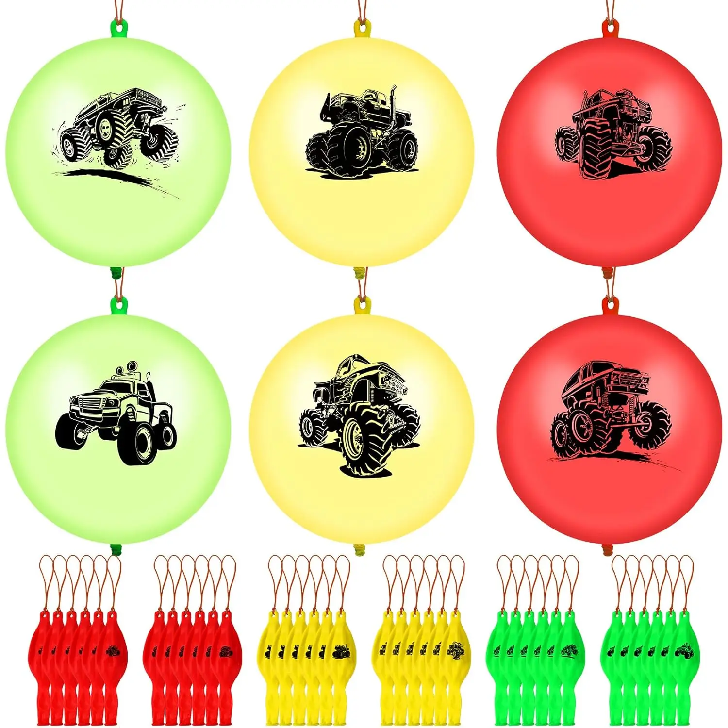 36 Pcs Truck Punch Balloons Truck Party Decorations Ball Colorful Punching Latex Balloons With Rubber Bands Birthday Party Favors For Boys Baby Shower Fun Games Supplies Goodie Bag Fillers