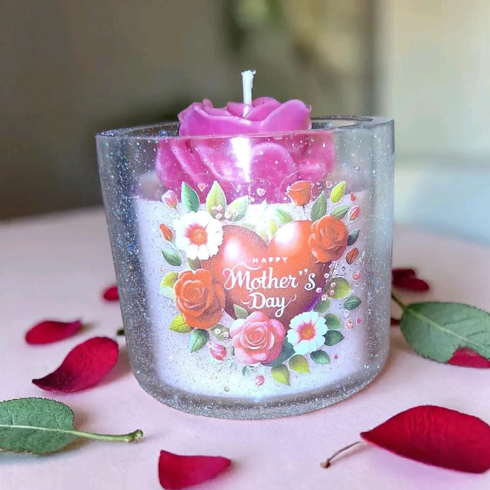 Scented Rose Flower Candle - Festive Design, Cozy Floral Aroma, Home Decor, Room Decor, Mother's Day Gift, Household Candle