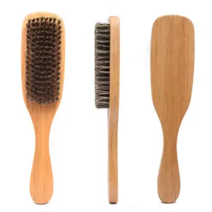 Bristle Slick Back Hair Brush - Soft/Medium Smoothing Hairbrush to Style, Polish, & Lay Hair Down Flat to Create a Sleek Frizz Free Hairstyle for Women and Men - Wooden Handle Haircare Heatless