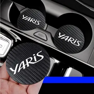 For Toyota YARIS  2Pcs Car Accessories Car Coaster Water Cup Bottle Holder Anti-slip Pad Mat Silica Gel Bottle Holder Pad