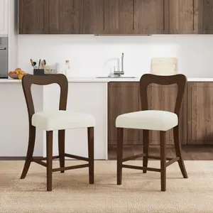 Counter Stool Without Arm(walnut+beige) Set of 2