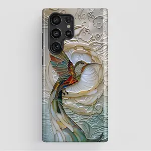 Hummingbird Stained Glass Design Phone Case for iPhone 17 16 15 14 13 12 Pro Max Plus X, Samsung Galaxy S25 S24 S23 S22 S21 Ultra