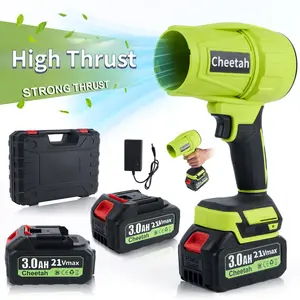Cheetah Cordless Leaf Blower with 2 x 3000mAh Batteries, 21V Max Brushless Motor, Powerful Turbo Fan for Car Drying, Leaf Cleanup & Snow Removal, Strong Thrust,Mother's Day Gift