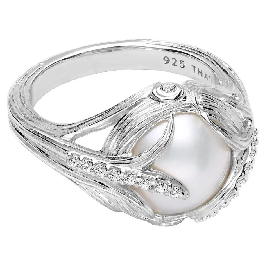 Ariva Sterling Silver Mabe Cultured Pearl Ring
