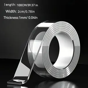 Heavy Duty Double Sided Nano Tape - Super Strong Adhesive Reusable Nano Tape for Crafts, Christmas Decorations & All Surfaces