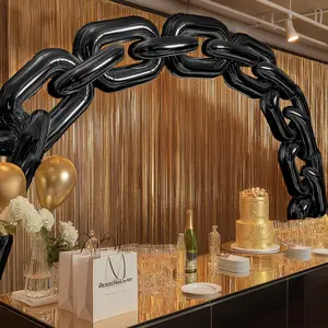 30-Pack 24" Black Chain Foil Balloons – Jumbo Link Mylar Balloons for 90s Hip Hop Party Arches Up to 44ft Long Balloon Chain