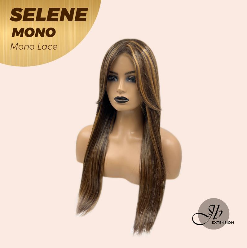 JBEXTENSION SELENE MONO Monofilament Handmade Wig 6X5 Full Monofilament Hand Tied Top Wig 25 Inches Caramel Mono Lace Wig With Anti-slip Silicone Strips Glueless Wig SELENE MONO【BENDY EAR TABS】