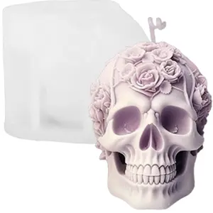 3D Skeleton Rose Silicone Candle Mold, Reusable Halloween Home Decor, Ghost Candle Mould for DIY Crafts, Perfect for Holiday Parties