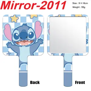 Stitch Anime Peripheral Handle Mirror, Japanese Cartoon Student Portable Handheld Mirror, Compact Pocket Size, Ideal for Daily Use