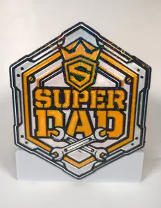 Custom 3D Printed "Super Dad" Desktop Sign - Multi-Color Man Cave Wall Art & Gift