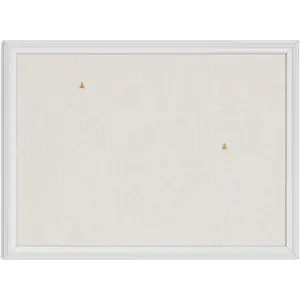 Blletin Board, 18 x 24 Inch Linen Fabric Pin Board, Farmhose White  Style Frame, Wall Message Center & Vision Board for Farmhose Decor,  Office, Classroom, Incldes Psh Pins