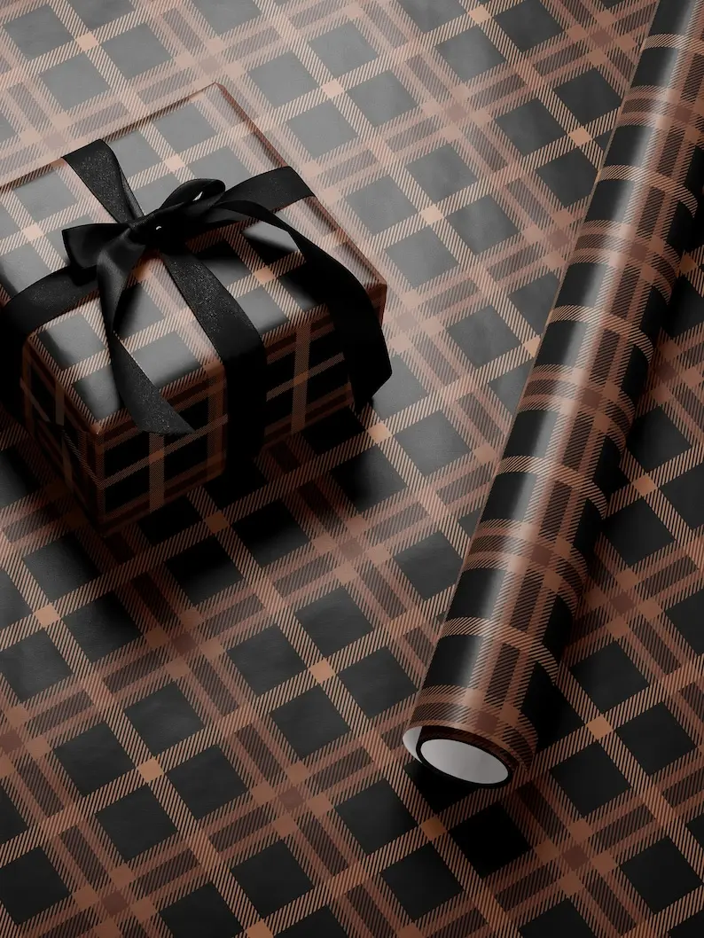 Elegant Plaid Wrapping Paper Holiday Gift Wrap Tartan Gift Wrap Luxury Christmas Gift Wrap Christmas Wrapping Paper Brown Gift Wrap