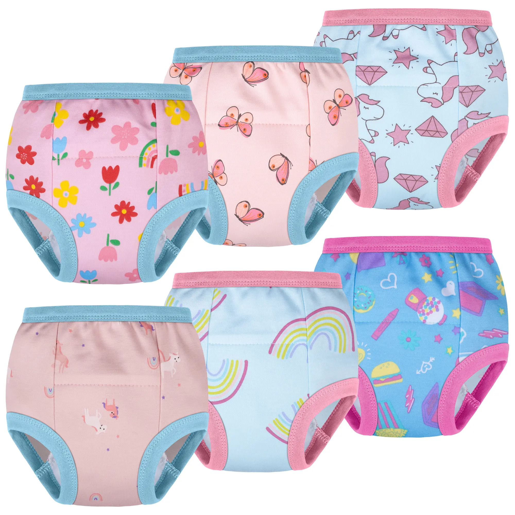 Big Elephant 10-Pack Toddler Potty Training Pants, 100% Cotton Reusable Underwear with Light Absorbency for Daytime Toilet Learning, Elastic Waist, 4T, Pure Cotton Clothing, Diaper Training Pants, Elastic Waist Shorts