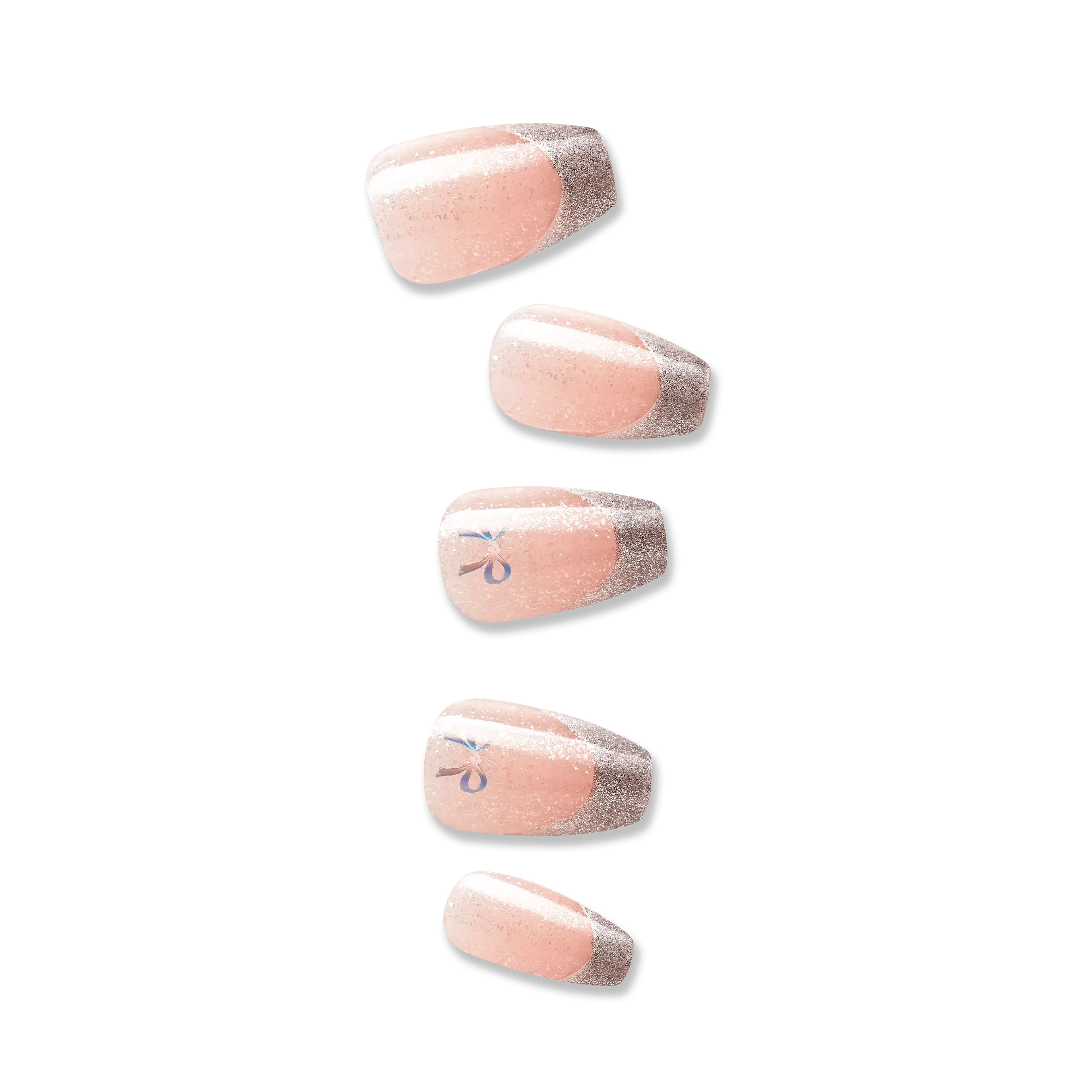 Impress Premium No Glue Fake Press On Nails - Memory Lane | French Design, Metallic Silver, Medium, Coffin, Manicure Impress Premium No Glue Fake Press On Nails - Memory Lane | French Design, Metallic Silver, Medium, Coffin, Manicure
