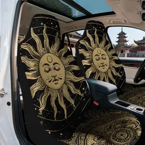 2pcs, Sun and Moon Mandala Themed Decorative Car Seat Covers, Universal Washable Fabric, Adds Personality and Modern Fashion Upgrade to Vehicle Seats, Enhancing Stylish Presentation, Auto Seat Covers