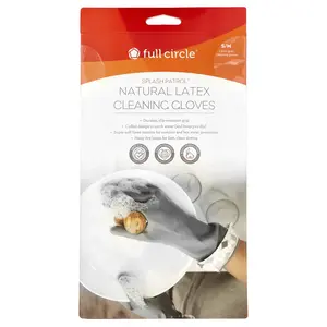 Full Circle Splash Patrol™, Natural Latex Cleaning Gloves, S/M, Grey, 1 Pair