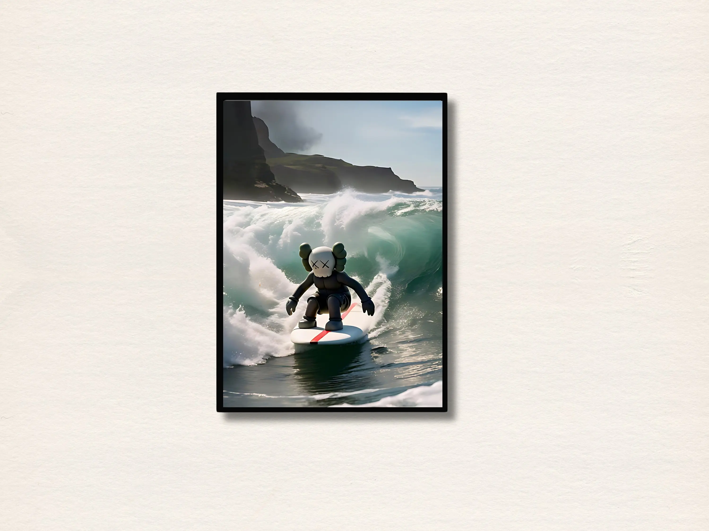 Kaws surfing Poster, Hypebeast Figure, Kaws Wall art,  Gift for Her