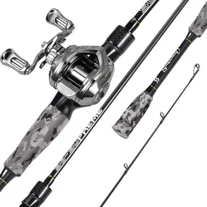 Sougayilang  Casting Fishing Combo， IM6 Graphite 2Pc Rod ，Ceramic Rings & EVA Grip ，Bass Trout Freshwater Saltwater fishing  time  fishing  lures