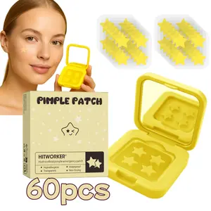 dermatological Pimple Patch Mirror Box Pack Portable Star Multi-Color Hydrocolloid Acne Stickers Blemish Barrier Patches 60pcs