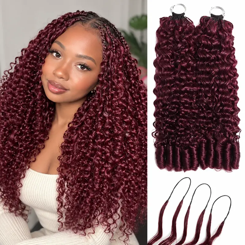 [New Color] Asakiss 99J Burgundy Human Hair Extensions & Pieces - Burmese Curly Miracle Knots Pre-Separated, 50g/40 Strands, Highlight p4/27 #4 Chocolate Brown Honey Blonde, Beginner-Easy DIY Reusable, 4-5 Packs for Full Head Protective Hairstyles