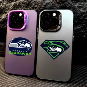 Seattle  S-Seahawks Phone Case for iPhone 17 16 15 14 13 12 Pro Max Air | Multicolor Matte Laser Metallic Phone Case | Aurora Gradient Finish with Smooth Matte Texture | Durable Scratch-Resistant Anti-Fingerprint Protective Cover