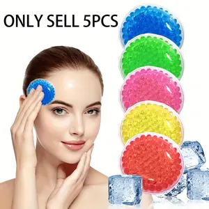 5pcs Round Gel Bead Ice Pack, Soft And Durable Design, Easy To Clean After Use, Secure Sealed Edge Against Leakage, Reusable Cold Compress Pad, Multi-Purpose Cooling Tool For Face, Eyes And Daily Use, Cooling Pads
