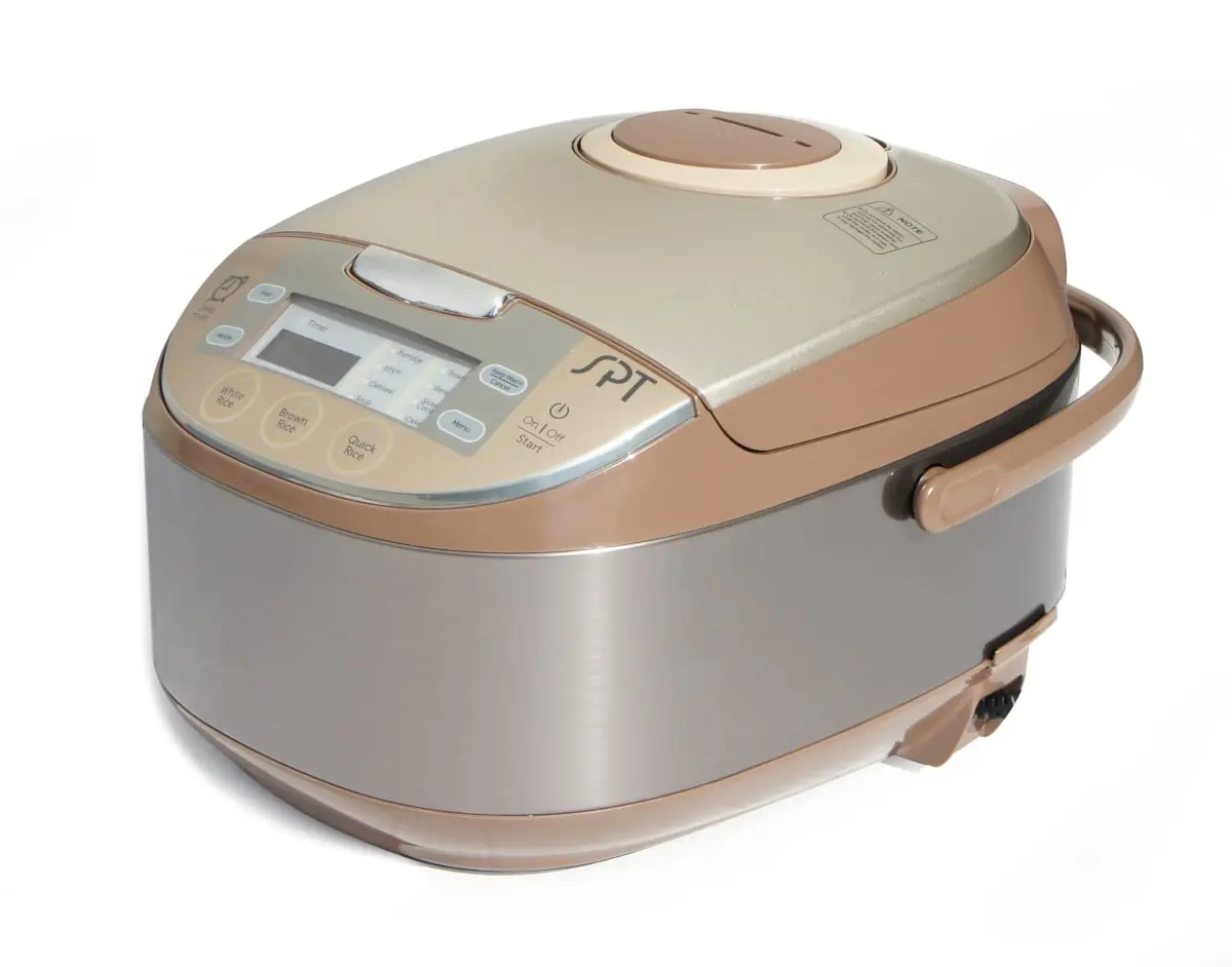 Sunpentown RC-1206 6-Cup Multi-Function Rice Cooker with Measuring Cup, 11.57 w x 15.70 d x 9.84 h in, 120 / 60Hz, 15-Hour Preset Timer, 3 Quick Select Functions