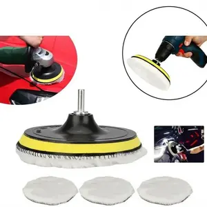 5PCS 6" Buffing Polishing Pad Wool Wheel Mop Kit for Car Polisher Drill Adapter US Seller Fast Shipping Wool Pads Ideal for Various Polishing Needs Multi-Surface Wall Cleaner