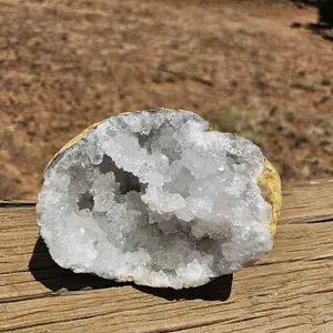 Pre-cut Open Geode - Natural Crystal Rock Specimen for Mineral Collection