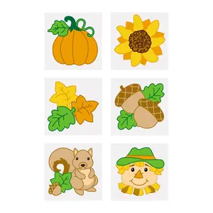 Fall Plants & Characters Paper Temporary Tattoos, 1 1/2" Bulk 72 pieces
