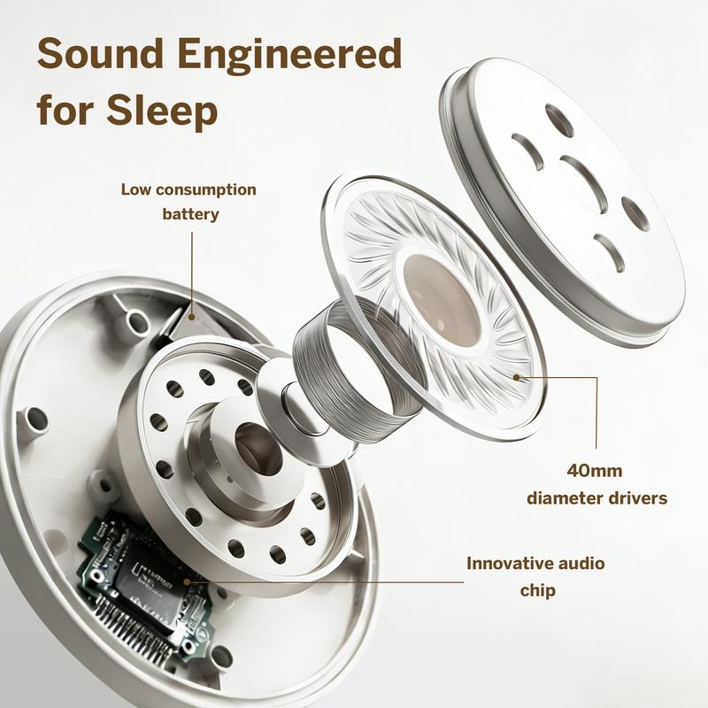 Under Pillow Sleep Speaker, Ultra-Thin Personal Sound Machine with White Noise & Bluetooth, Partner-Friendly Close-Range Audio for One Person, Timer & Memory Function, Blind-Touch Buttons, Ideal Gift for Better Nighttime Smartphone