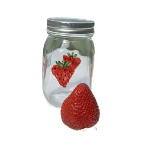 Airewhon Air from One Strawberry in a 16 Ounce Decorated Glass Mason Jar Bottles Organiser