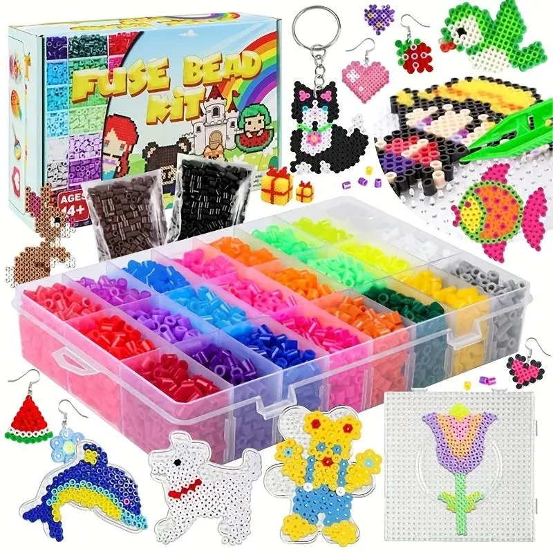 Art Beads Kit, 2000pcs/box Colorful Beads with Storage Box, Diy Mixed Beads, DIY Handmade Beading Supplies, Jewelry Making, Jigsaw Puzzle Fusion Beans, Beading Making, DIY Beading Accessories