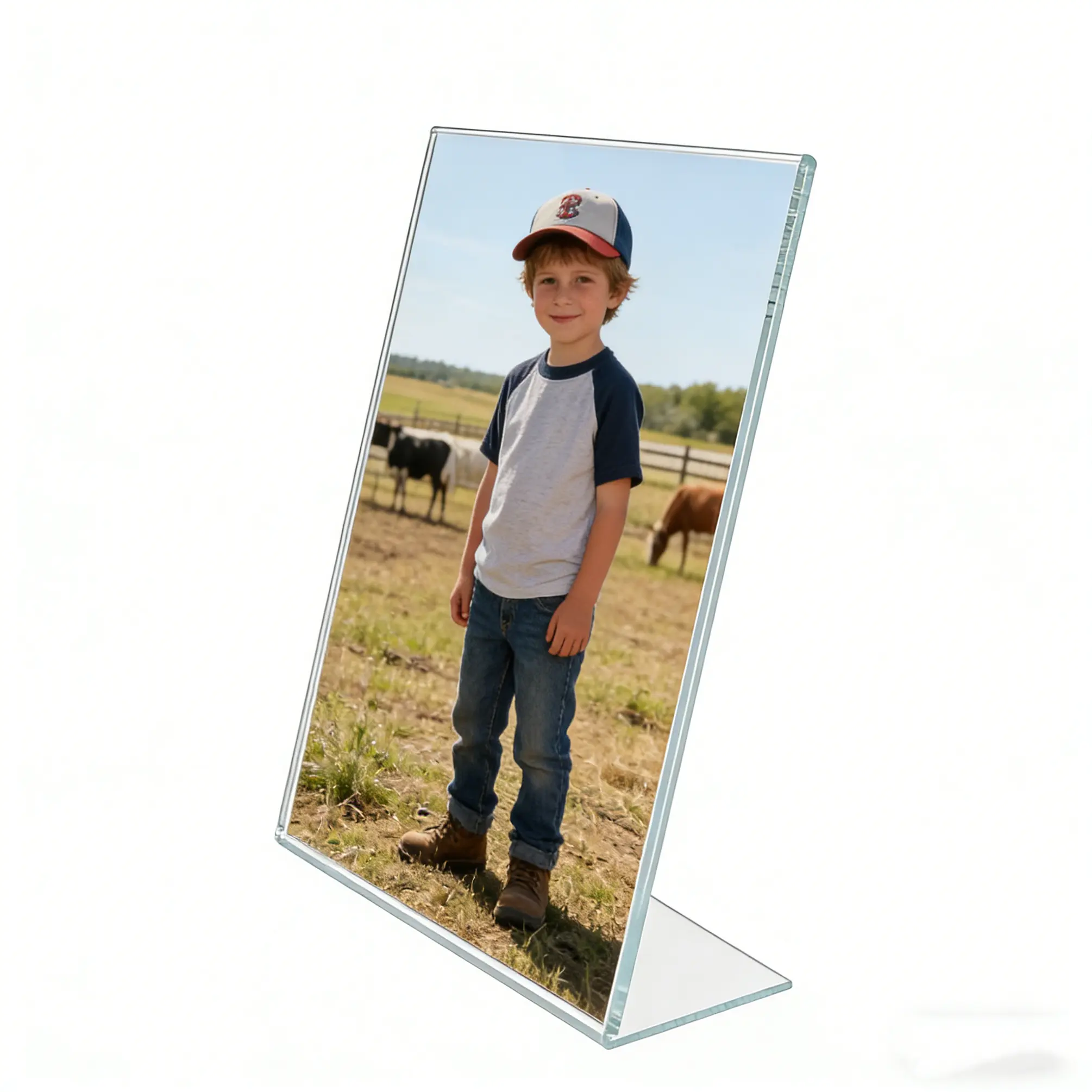 FixtureDisplays® 3PK 8 x 10" Clear Acrylic Sign Holder with Slant Back Design Portrait, Vertical Picture Frame 19780-8X10-CLEAR-3PK