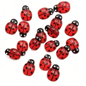 30pcs Miniature Glow-In-The-Dark Seven-Spot Ladybug Decorations, DIY Garden Ecology Bottle Ornament Accessories, Micro Landscape Props