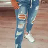 Plus Size Solid Color Basic High Waist Ripped Denim Jeans, Casual Streetwear Fashion for Daily Outdoor Wear, Women's Plus Size Clothing for Summer, Jeans High Waisted, Jeans Distressed, Basic Plain Jeans