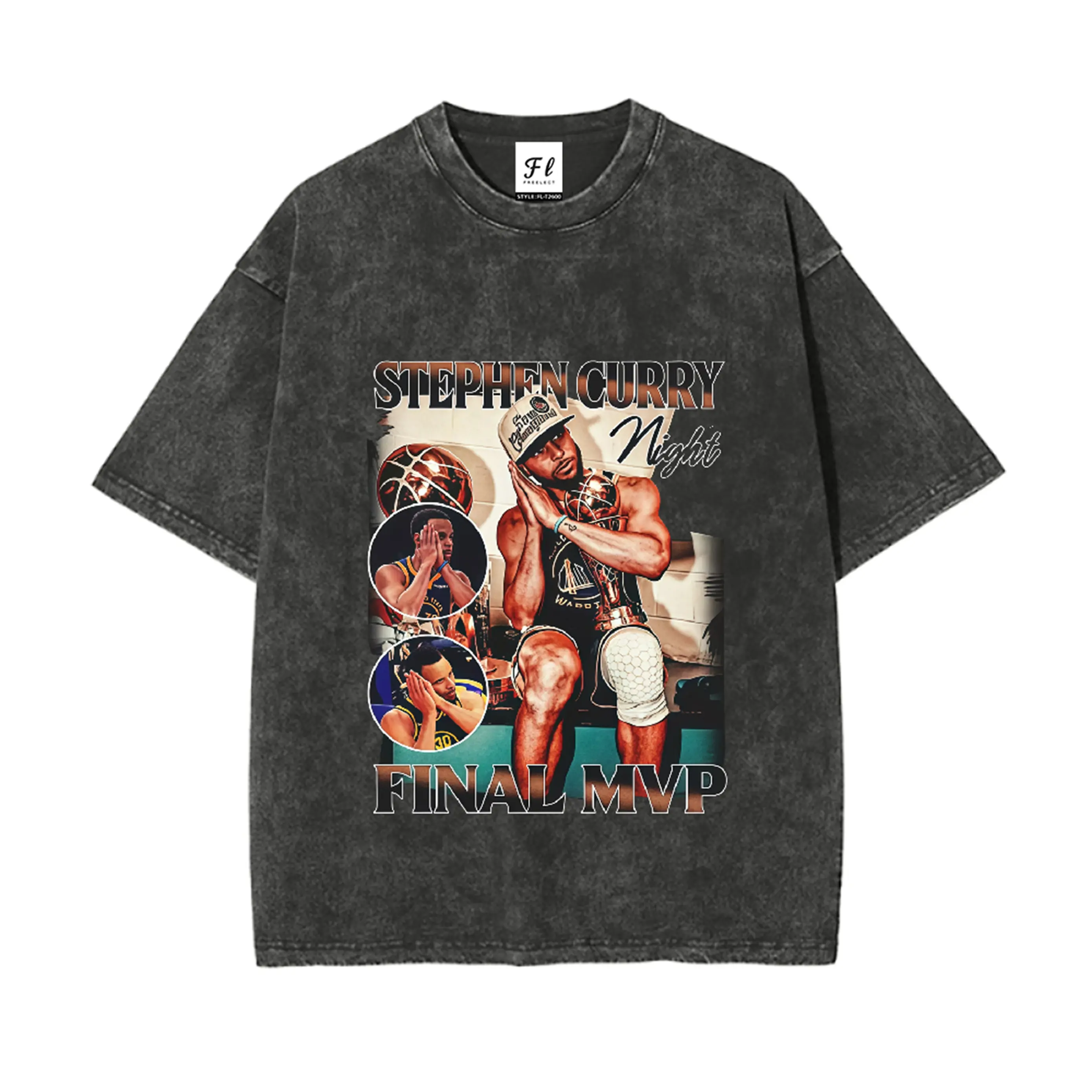 Summer Mens Curry Cotton Basketball Star Prited High Street T-shirt DTG Process Unisex Loose-Fitting T-shirt, Washed Casual Top (100% Cotton, 280g), Smooth Fabric, Minimalist Style, Street Style, Classic T-shirt, Makes a Great Gift.